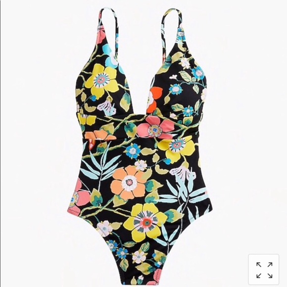 J. Crew One-Piece Plunge Swimsuit - Liberty Pavilion Floral - Picture 2 of 8